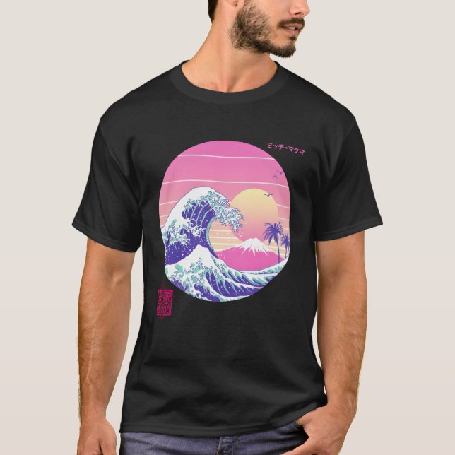 T-shirt Vaporwave Great Wave Japonais esthétique (Devant)