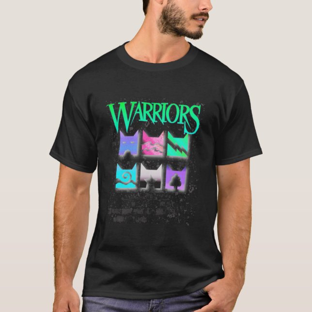T-shirt Vaporwave Inverted Warrior Cats Clan Icons pour la (Devant)