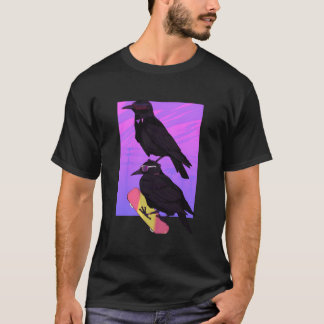 T-shirt Vaporwave Japanese Raven Black Crow Skater