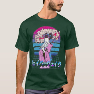 T-shirt Vaporwave Japonais Sakura Blossoms Geisha Pastel A