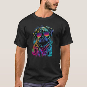 T-shirt Vaporwave Synthwave Retrowave Chien Carlin des ann