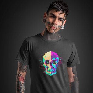 T-shirt Vaporwave Y2K Crâne esthétique - Debug or Die Skul
