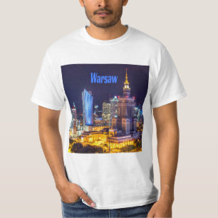 T-shirt Varsovie Pologne Nuit Skyline Varsovie Spire