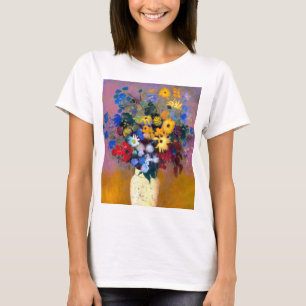 T-shirt Vase blanc avec fleurs Odilon Redon