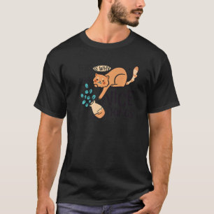 T-shirt Vase de fleurs de chat