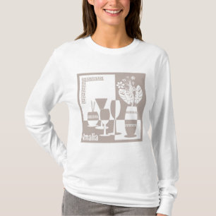 T-shirt Vase de peinture avec fleurs et verres à vin clair