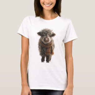 T-shirt Veau des Highlands adorable et duveteux dans une é