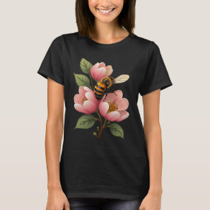 T-shirt Vecteur d'abeille à miel et de fleur de pommier de