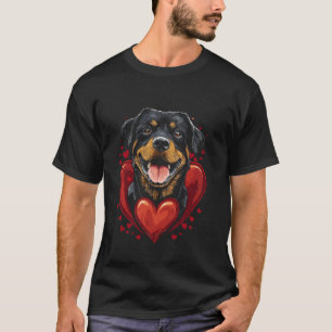 T-shirt Vecteur de chien Rottweiler de la Saint-Valentin