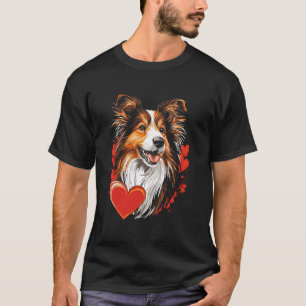 T-shirt Vecteur de Shetland Sheepdog de la Saint-Valentin