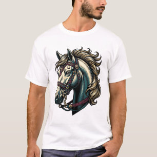 T-shirt Vecteur de tête de cheval de gravure vintage