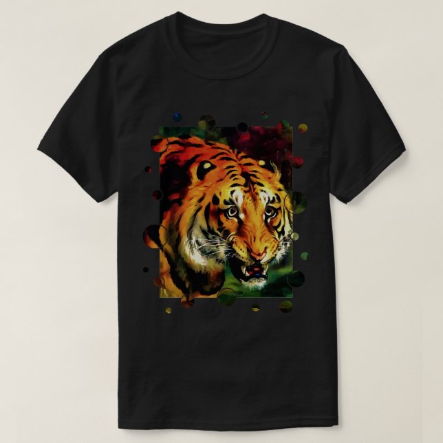 T-shirt Vecteur De Tigre Bengale Avec Bord Cerclé Coupé (Design devant)