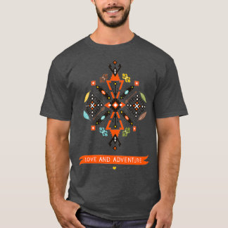 T-shirt Vecteur décoratif autochtone noir orange