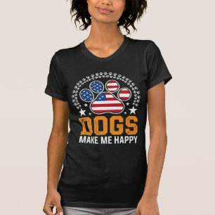 T-shirt Vecteur d'empreinte de patte de chien patriotique