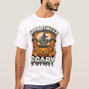 T-shirt Vecteur Épouvantail Citrouille Effrayant Halloween