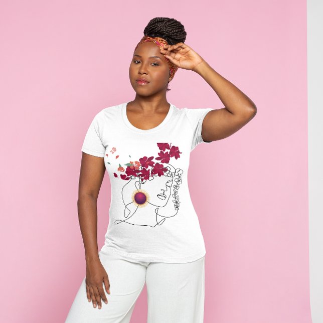 T-SHIRT VECTEUR FEMININE MODERNE ET STYLISÉ EMBOSEE RED FL (Créateur téléchargé)