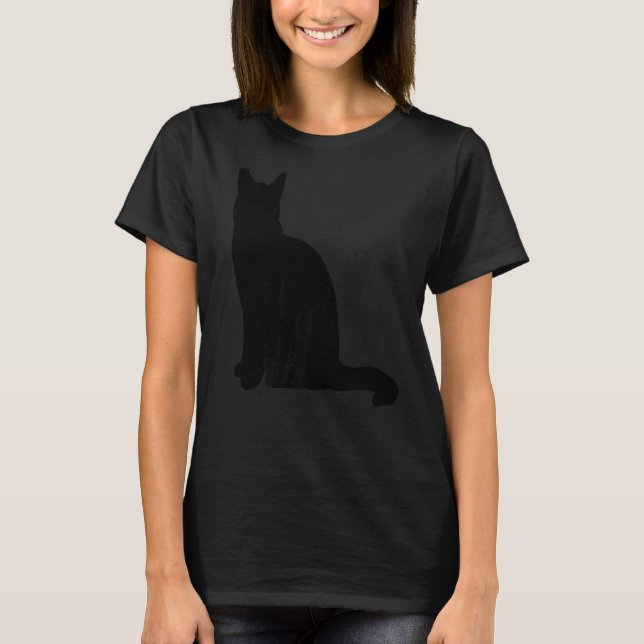 T-shirt Vecteur Silhouette de chat noir coupé (Devant)