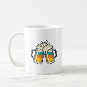T-shirt vectoriel de mug de bière arc-en-ciel vint