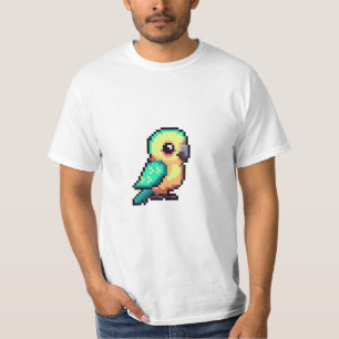 T-shirt vectoriel-plat-pixel-art-perroquet-oiseau