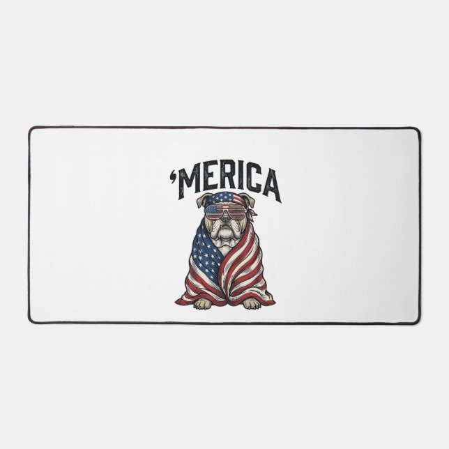 T-shirt vectoriel vintage 'Merica Bulldog patrioti (Recto)