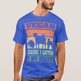 T-shirt Vegan Écouter Mon Coeur Vintage Végétarien