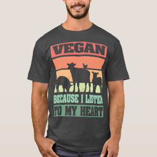 T-shirt Vegan Écouter Mon Coeur Vintage Végétarien