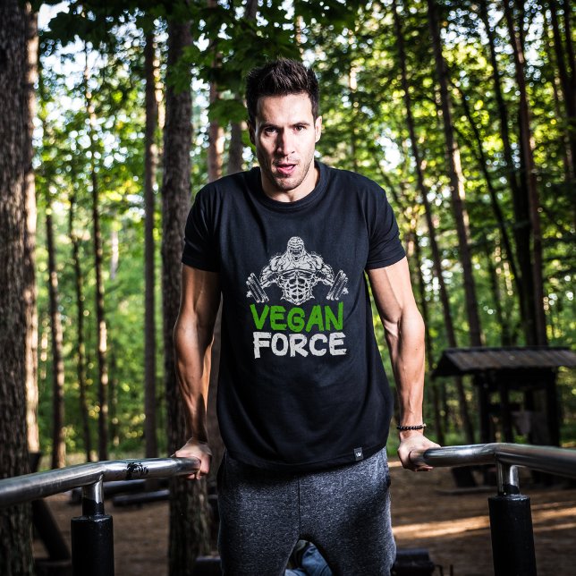 T-shirt Vegan Force, Green and White Gym (unisex) (Créateur téléchargé)