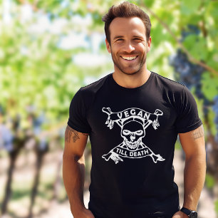 T-shirt Vegan jusqu'à la mort crâne blanc