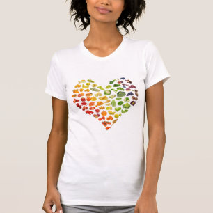 T-shirt Vegan Rainbow Heart Plante à base de nourriture c