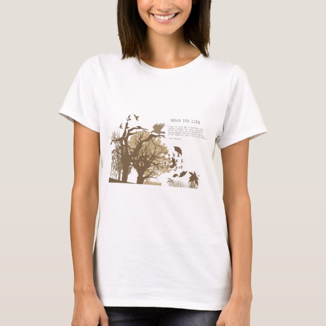 T-shirt Végétalien - citation de Tolstoy (Devant)