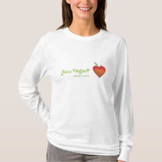 T-shirt Végétalien cru avec tout mon amour (coeur rouge de