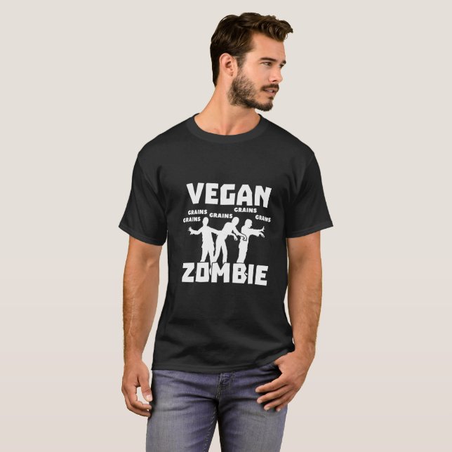T-shirt végétalien d'humour de zombi (Devant entier)