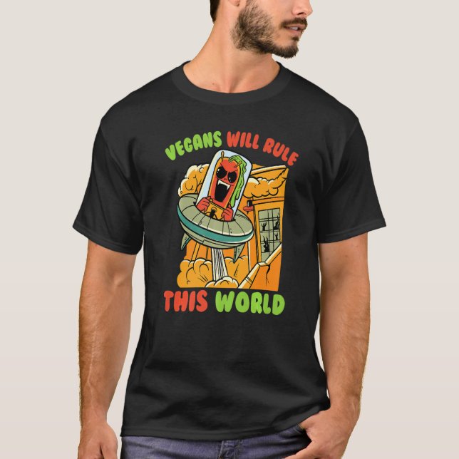 T-shirt Végétans Aliens Dirigeront ce Monde Végétarien C (Devant)