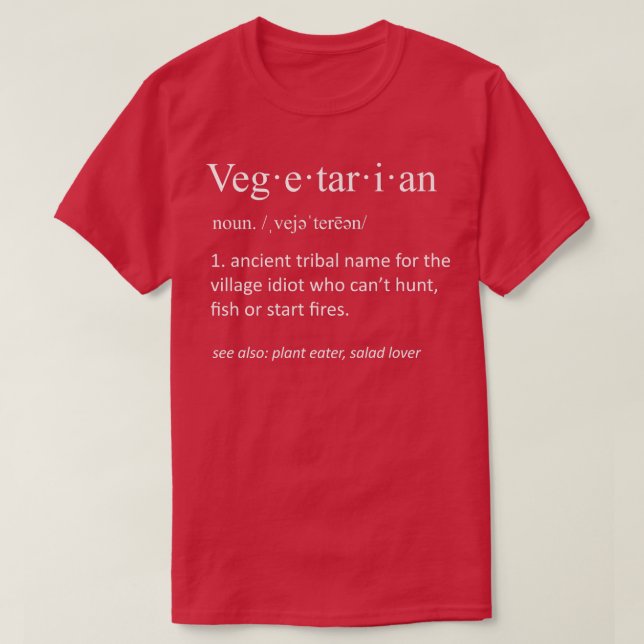 T-shirt Végétarien Funny Sarcastique Définition Funny Sarc (Design devant)
