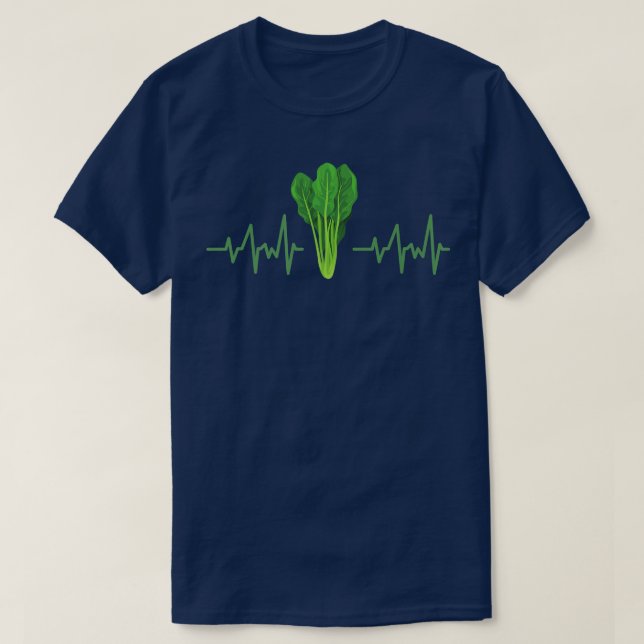 T-shirt Végétarien Heartbeat Spinach Vegan Cadeau (Design devant)