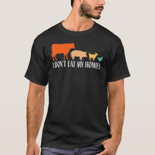 T-shirt Végétarien I Don't Eat My Homies, Funny Vegan Retr