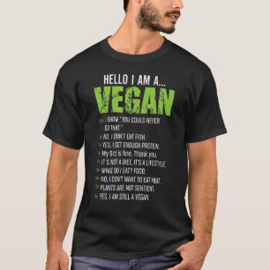 T-shirt Végétarien Sarcastique Bonjour Je suis Végétan
