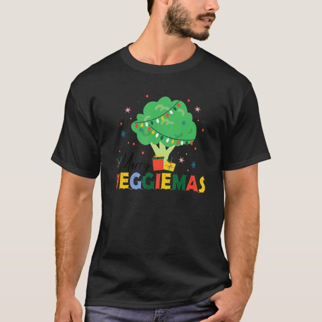 T-shirt Veggiemas Broccoli Christmas Tree World Vegetarian (Devant)