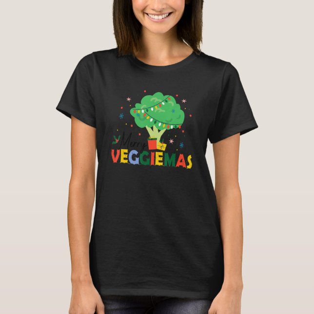 T-shirt Veggiemas Broccoli Christmas Tree World Vegetarian (Devant)