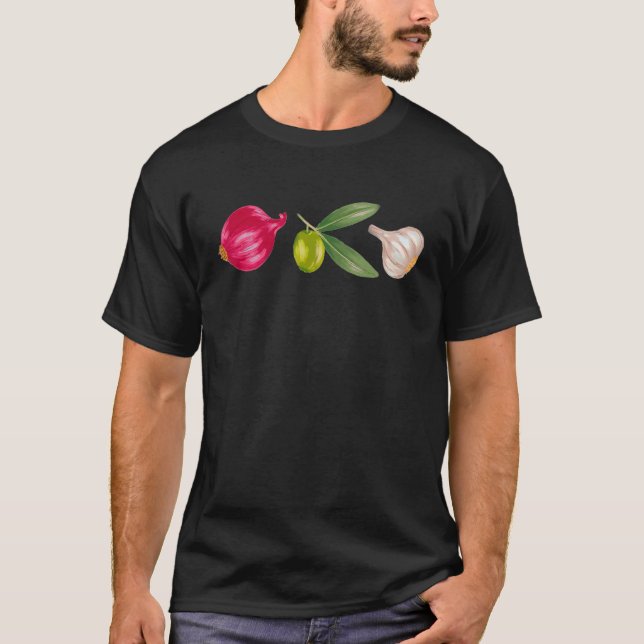 T-shirt Veggies for Cooking  Onion Olive Garlic (Devant)