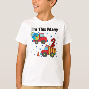 T-shirt Véhicules de construction 2e cadeau d'anniversaire