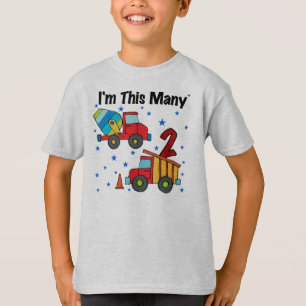 T-shirt Véhicules de construction 2e cadeau d'anniversaire