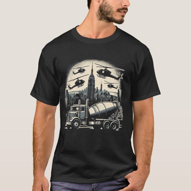 T-shirt Véhicules de construction de camions à ciment (Devant)