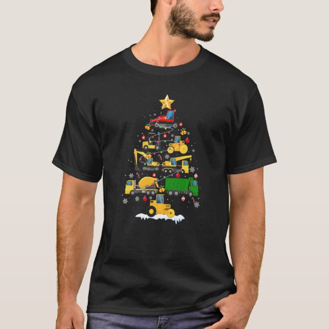 T-shirt Véhicules de construction Excavateur Arbre de Noël (Devant)