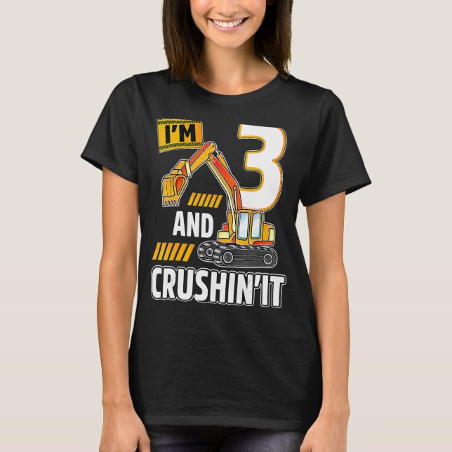 T-shirt Véhicules vieux de 3 ans Construction Excavateur B (Devant)