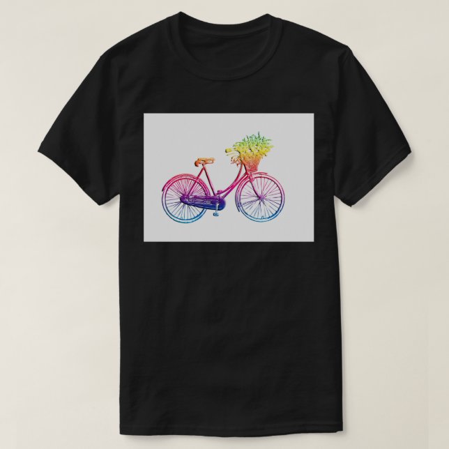 T-shirt Vélo arc-en-ciel avec fleurs (Design devant)