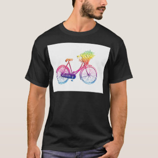 T-shirt Vélo arc-en-ciel avec fleurs