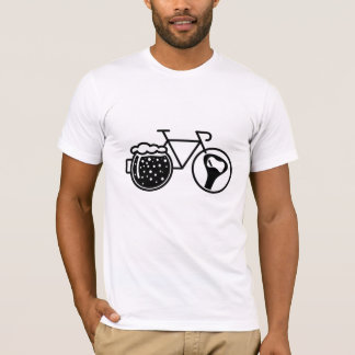 T-shirt Vélo avec verre à bière. Icône d'ouvre-bouteille