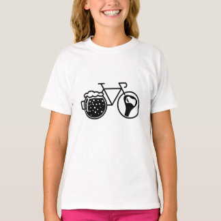 T-shirt Vélo avec verre à bière. Icône d'ouvre-bouteille