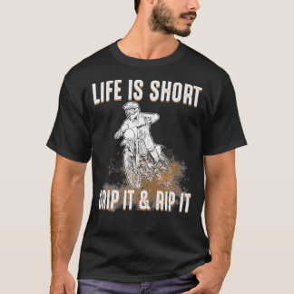 T-shirt Vélo De Chemin La Vie Motocross Est Court Si Griff